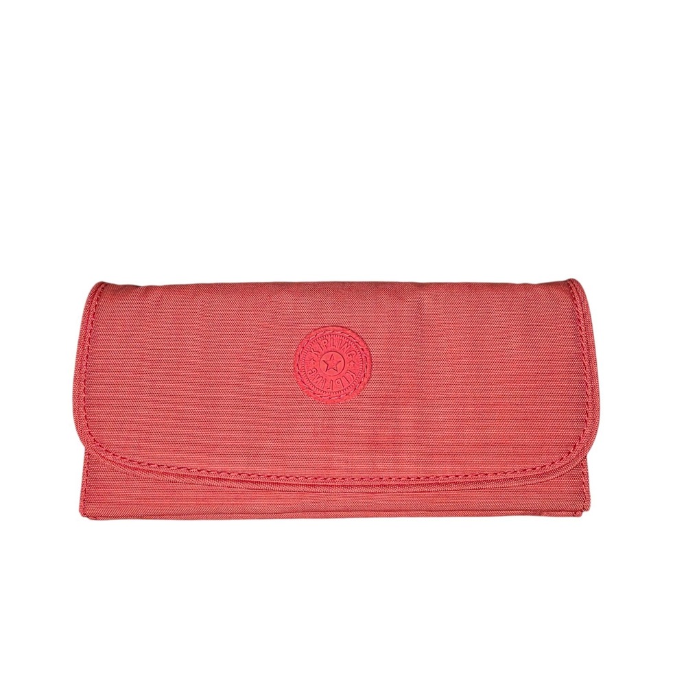 Kipling Women's Money Land Wallet RFID Anti-Hacker Nylon Snap Wallet Coral